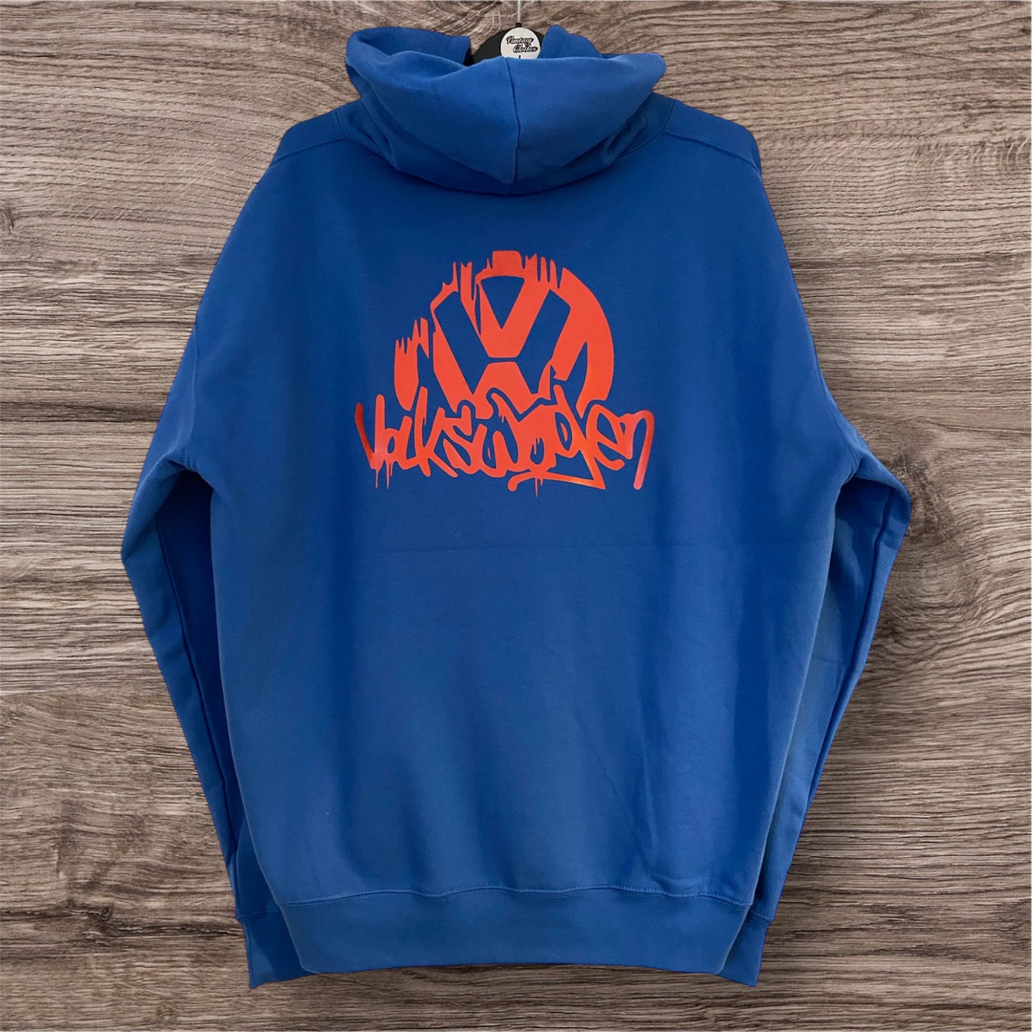 VW Graffiti Hoodie in Royal Blue (Chest Logo and Back Logo)