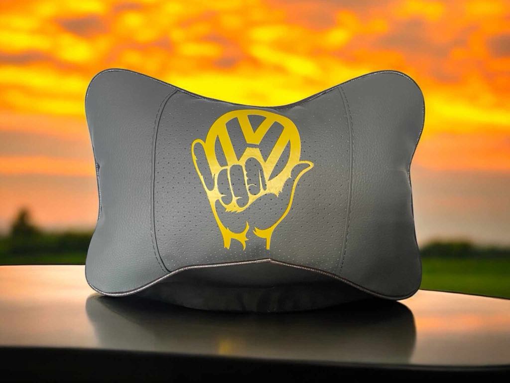 VW Wave Logo Volkswagen Headrest Neck Cushions (singles, pairs and sets of three)