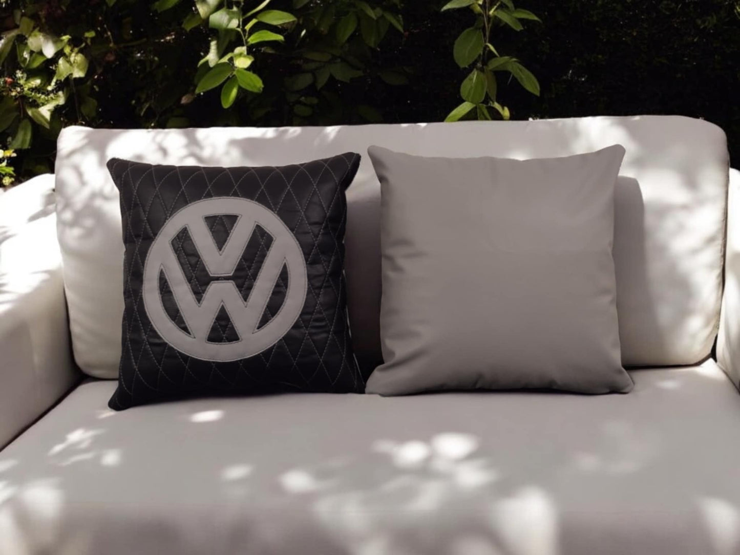 VW Leatherette Diamond Stitch Cushions (Pair including fillers)