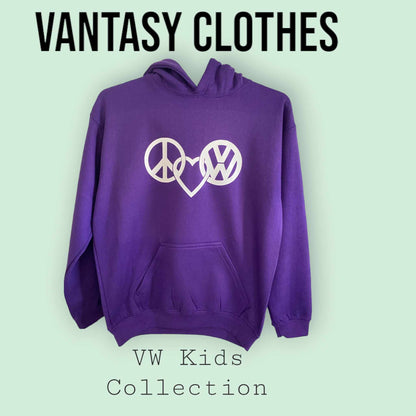 VW Kids Peace, Love, Dub Hoodies - Kids Vantasy Clothes