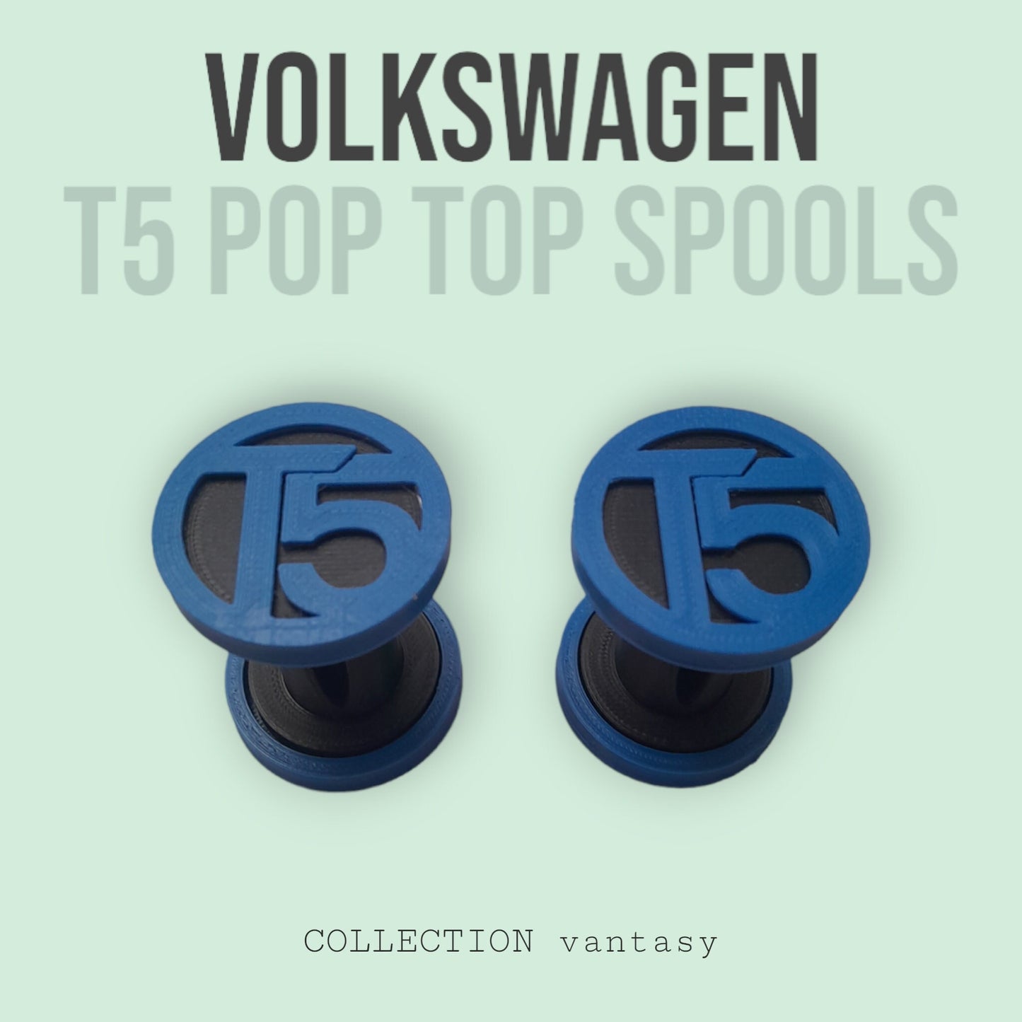 VW Volkswagen (T5 Logo) Pop Top Strap Spools - Pair