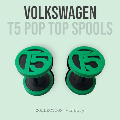 VW Volkswagen (T5 Logo) Pop Top Strap Spools - Pair