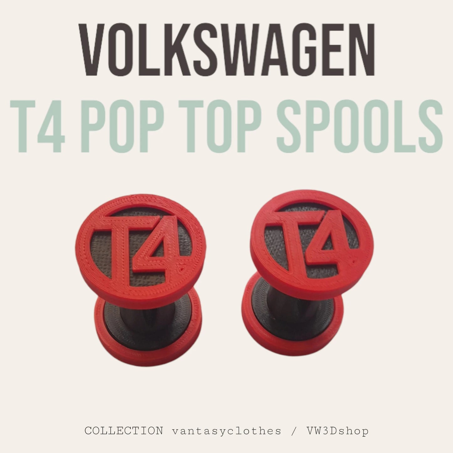 VW Volkswagen (T4 Logo) Pop Top Strap Spools - Pair