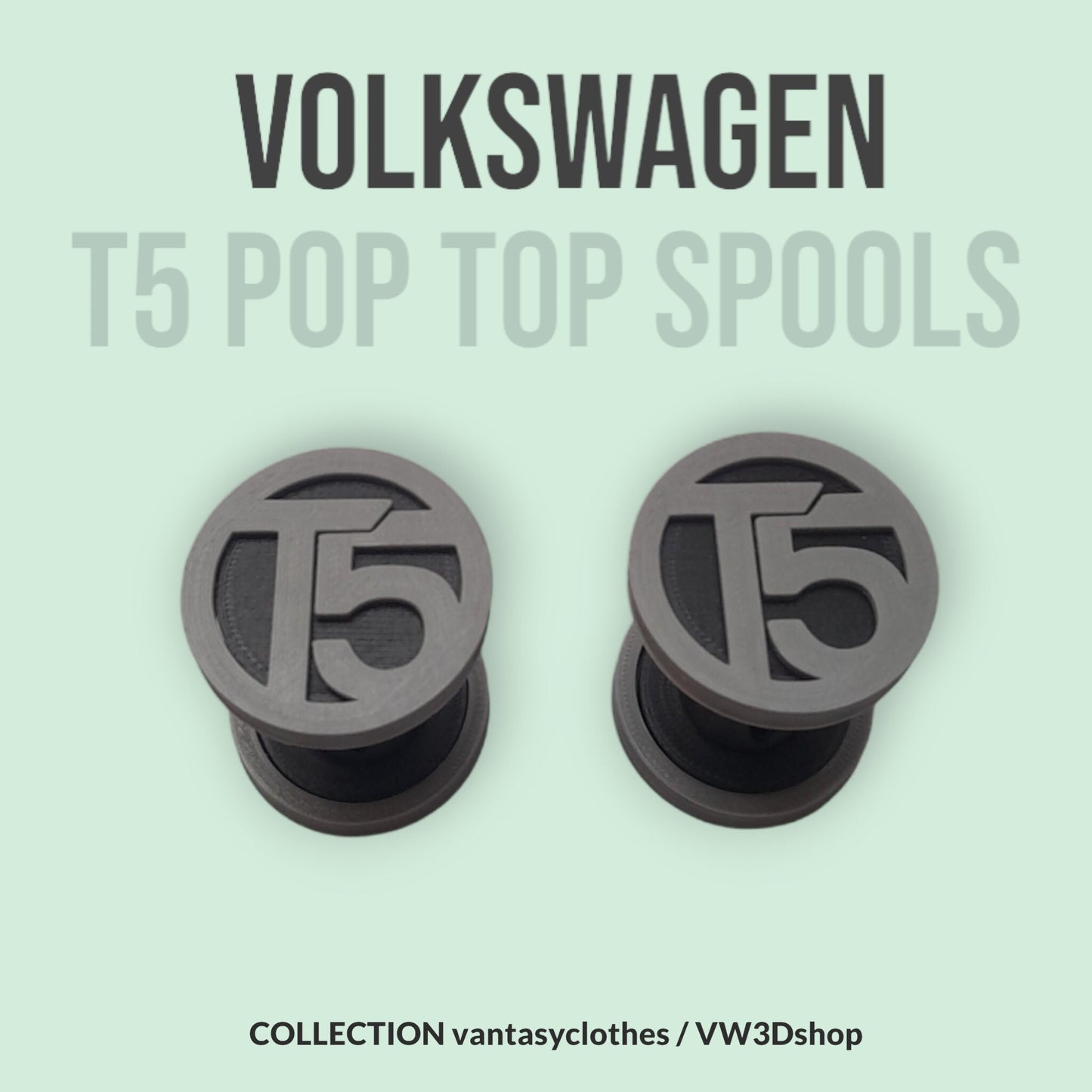 VW Volkswagen (T5 Logo) Pop Top Strap Spools - Pair