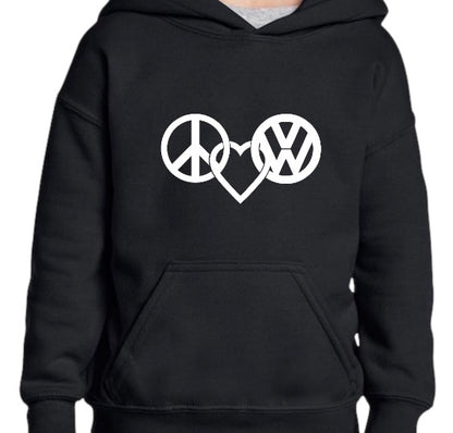 VW Kids Peace, Love, Dub Hoodies - Kids Vantasy Clothes