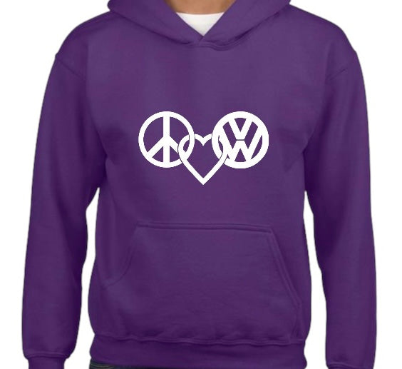 VW Kids Peace, Love, Dub Hoodies - Kids Vantasy Clothes