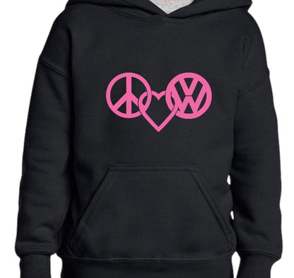 VW Kids Peace, Love, Dub Hoodies - Kids Vantasy Clothes